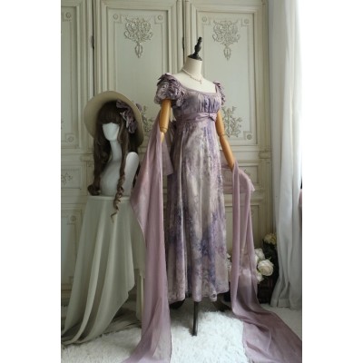 Faeries Daffodil Purple Wisteria Vines Empire Waist OP(Reservation/Full Payment Without Shipping)